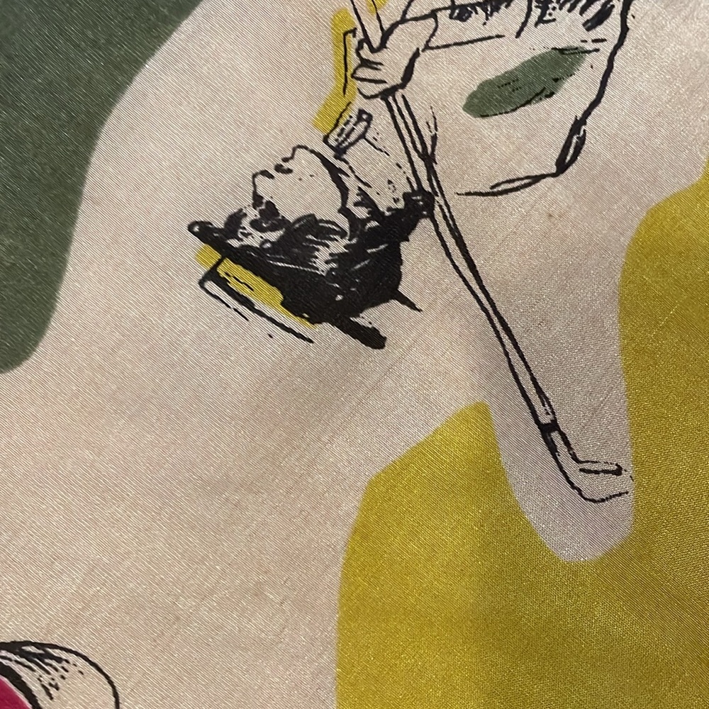 Vintage silk scarf, Victorian style women imprinted - Picture 13 of 15